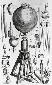 Robert Boyle (1627-1691) tarafından yapılan yeni fiziksel-mekanik hava deneyleri, gravür by Walter Charles Mills