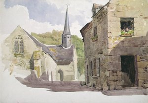 Küçük bir çan kulesi olan kilise by John Absolon