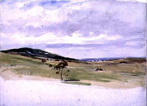 Bir yel değirmeni ve köy ile manzara, 19. yüzyıl by John Absolon