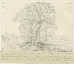Lichfield - Stowe Pool'dan görünüm: kalem çizimi, nd [1826] (çizim) by John Allport
