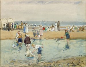 Sahilde, Whitley Bay (kağıt üzerinde suluboya ve gövde rengi)