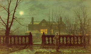 Ay ışığında bahçede bir kadın, 1882 by John Atkinson Grimshaw
