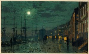 Moonlight tarafından Şehir Rıhtımları by John Atkinson Grimshaw