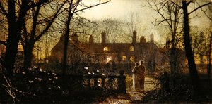 İki Figürlü Mehtaplı Sahne (panelde yağlı boya) by John Atkinson Grimshaw