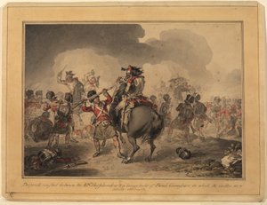 42. Highlanders, Waterloo, 1815 (kağıt üzerinde kalem ve mürekkep wc) by John Augustus Atkinson