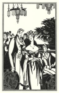 Lord Byron tarafından Don Juan için illüstrasyon: Juan en iyi topluma kabul edildi (lito)