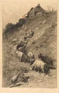 Keçilerle İsimsiz Manzara by John Austin Sands Monks
