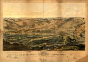 Gettysburg savaş alanı. Savaş, sırasıyla Genl tarafından yönetilen Federal ve Konfederasyon orduları tarafından 1 Temmuz, 2d ve 3d, 1863