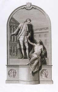 Southwark, Guy's Hastanesi'ndeki Sir Thomas Guy Anıtı (1645-1724), Francesco Bartolozzi (1727-1815), c.1784 tarafından oyulmuş