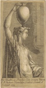 Bir Kavanoz Kafasına Tutarak Ayakta Kadın by John Baptist Jackson, after Parmigianino