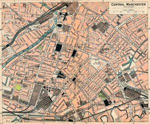 Merkez Manchester, c20th Century by John Bartholomew