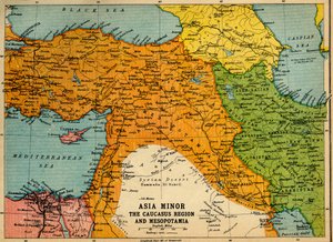 Küçük Asya, Kafkasya Bölgesi ve Mezopotamya, Birinci Dünya Savaşı, c1915, c1920.