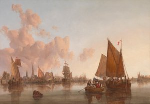 Hollandalı(?) Haliçte Yelkenli Tekneler ve Mavnalar by John Berney Crome