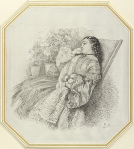 Georgina Hannay, 1859 (beyaz kağıt üzerine kalem ve siyah mürekkep) by John Brett