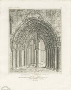 Lichfield Katedrali - Kuzey Transept Kapısı: gravür, nd [c 1820] (baskı)