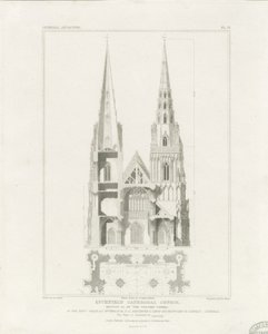 Lichfield Katedrali - Batı Cephesi: gravür, nd [c 1819]
