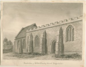 Abbots Bromley Kilisesi: sepya çizimi by John Buckler