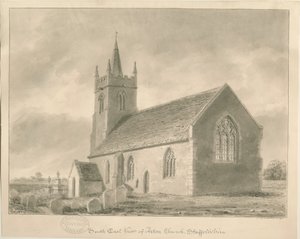 Acton Trussell Kilisesi: sepya çizimi, 1841 by John Buckler