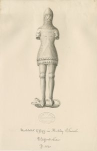Audley Anıtları - "Audley Knight": sepya çizimi, 1840 by John Buckler