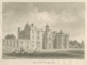 Beaudesert Hall ve Park: sepya çizimi by John Buckler