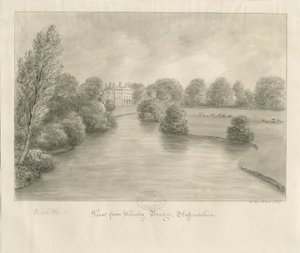 Bishton Hall: sepya çizimi, 1841 by John Buckler
