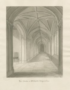 Blithfield Hall - Cloisters: sepya çizimi by John Buckler