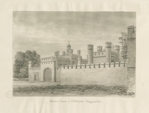 Blithfield Hall - Mutfak Avlusu: sepya çizimi by John Buckler