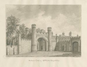 Blithfield Hall: sepya çizimi by John Buckler
