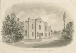 Brewood Gramer Okulu: sepya çizimi, nd [c 1842] (çizim) by John Buckler