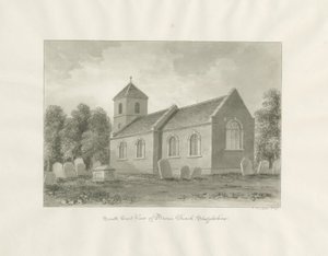 Süpürge (şimdi Worcestershire) Kilisesi: sepya çizimi by John Buckler