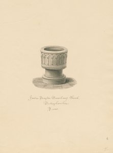 Buckinghamshire - Drayton Beauchamp Kilisesi: sepya çizimi, 1838 by John Buckler