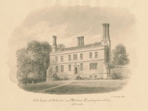 Buckinghamshire - Wellwick - Eski Ev: sepya çizimi vinyetli, 1837 by John Buckler