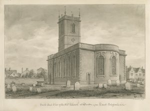 Burton-upon-Trent - Eski Kilise: sepya çizimi by John Buckler
