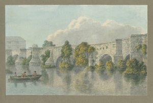Burton-upon-Trent Köprüsü ve Kasabası: sulu boya ve [?18. yüzyıl] by John Buckler