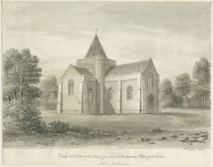 Butterton - St. Thomas" Kilisesi: sepya çizimi, 1844 by John Buckler