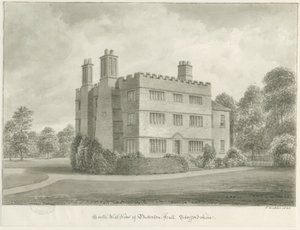 Butterton Hall: sepya çizimi, 1844 by John Buckler