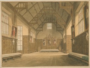Cambridgeshire - Trinity College Salonu - İç Görünüm, 1818 by John Buckler