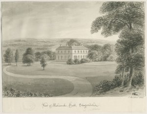 Cheddleton - Ashcombe Salonu: sepya çizimi, 1844 by John Buckler