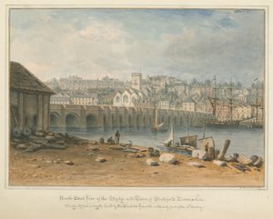 Devonshire - Bideford - Köprü ve Kasaba, 1827 by John Buckler