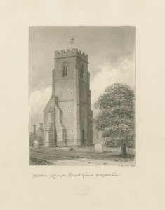 Drayton Bassett Kilisesi: sepya çizimi, 1838 by John Buckler