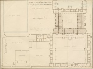 Essex - Audley End - Plan: sepya çizimi, 1815 by John Buckler