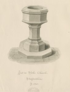 Font Stoke-upon-Trent Kilisesi: sepya çizimi by John Buckler