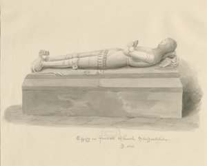 Gnosall Kilisesi - Effigy: çizimi yıkamak by John Buckler