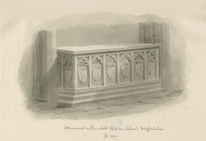 Hamstall Ridware Kilisesi - Anıt: sepya yıkama çizimi, 1839