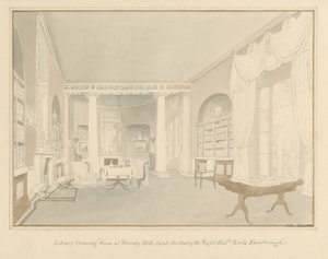 Kent - Bromley Hill - Kütüphane Çizim Odasının İçi, 1816 by John Buckler