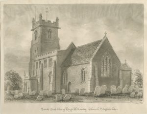 Kings Bromley Kilisesi: sepya çizimi, 1839 by John Buckler