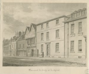 Lichfield - Kütüphane: sepya çizimi, 1833 by John Buckler