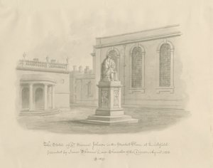 Lichfield - Pazar Yeri: sepya çizimi (vinyetli) by John Buckler