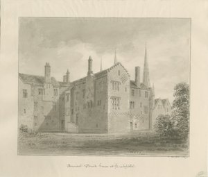 Lichfield - Yakınlardaki Eski Ev: sepya çizimi by John Buckler