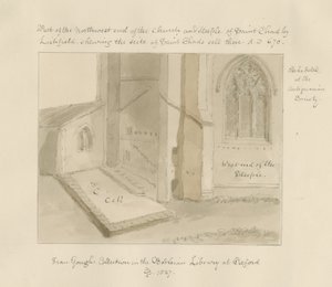 Lichfield - Aziz Çad Kilisesi: sepya yıkama çizimi by John Buckler